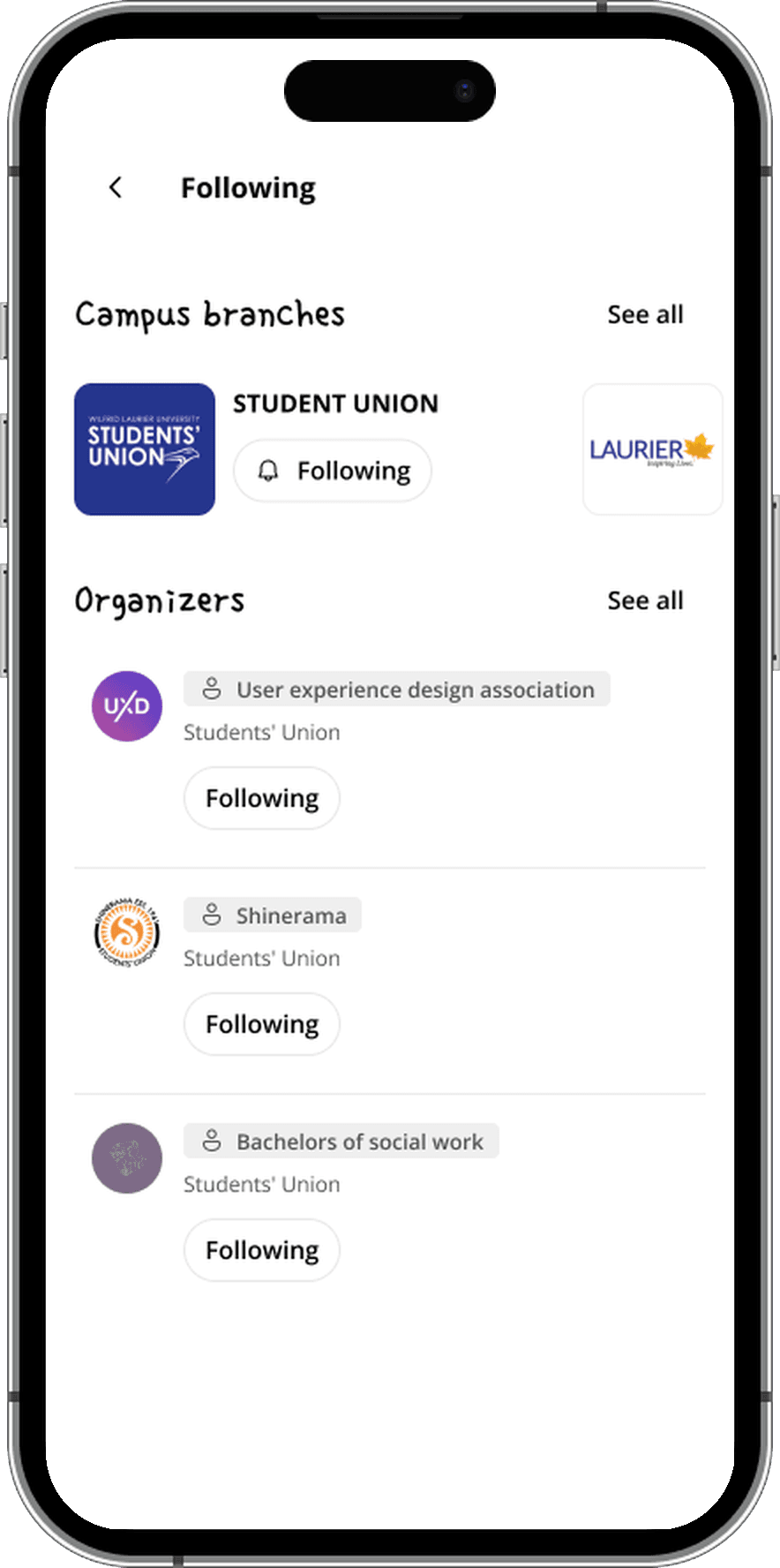 Campus branches and following directory