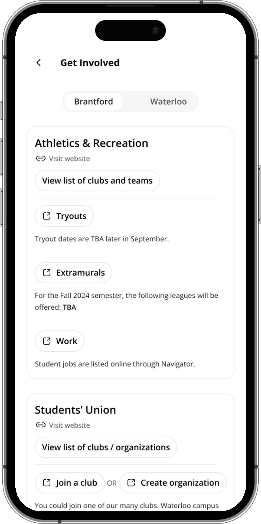 Get Involved club directory