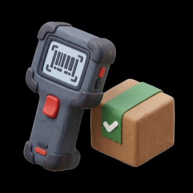 3D clay Canada Post handheld barcode scanner with parcel box