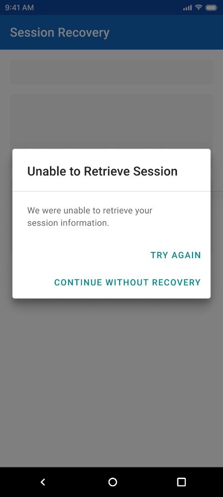 DIA Mobile: Failure dialog with retry