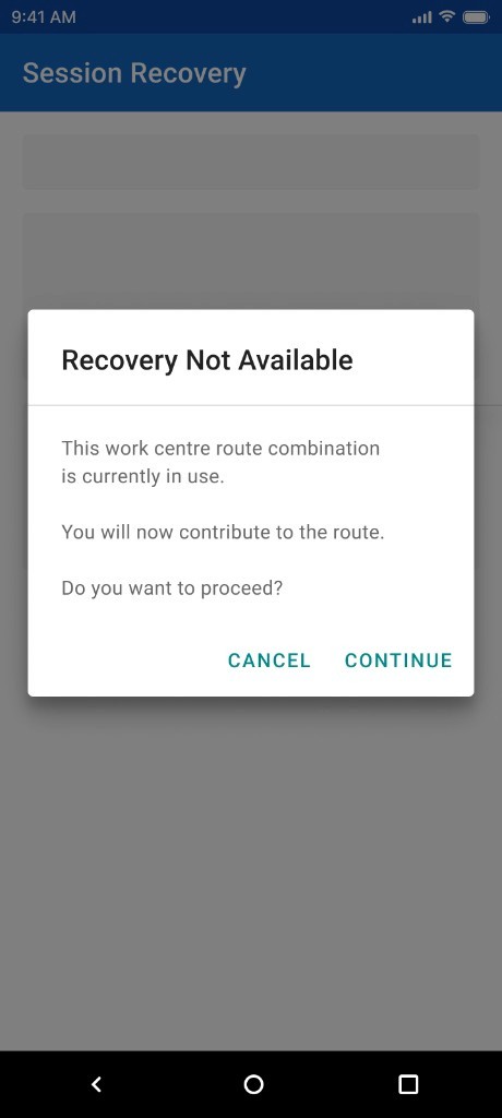 DIA Mobile: Work-centre and route mismatch warning