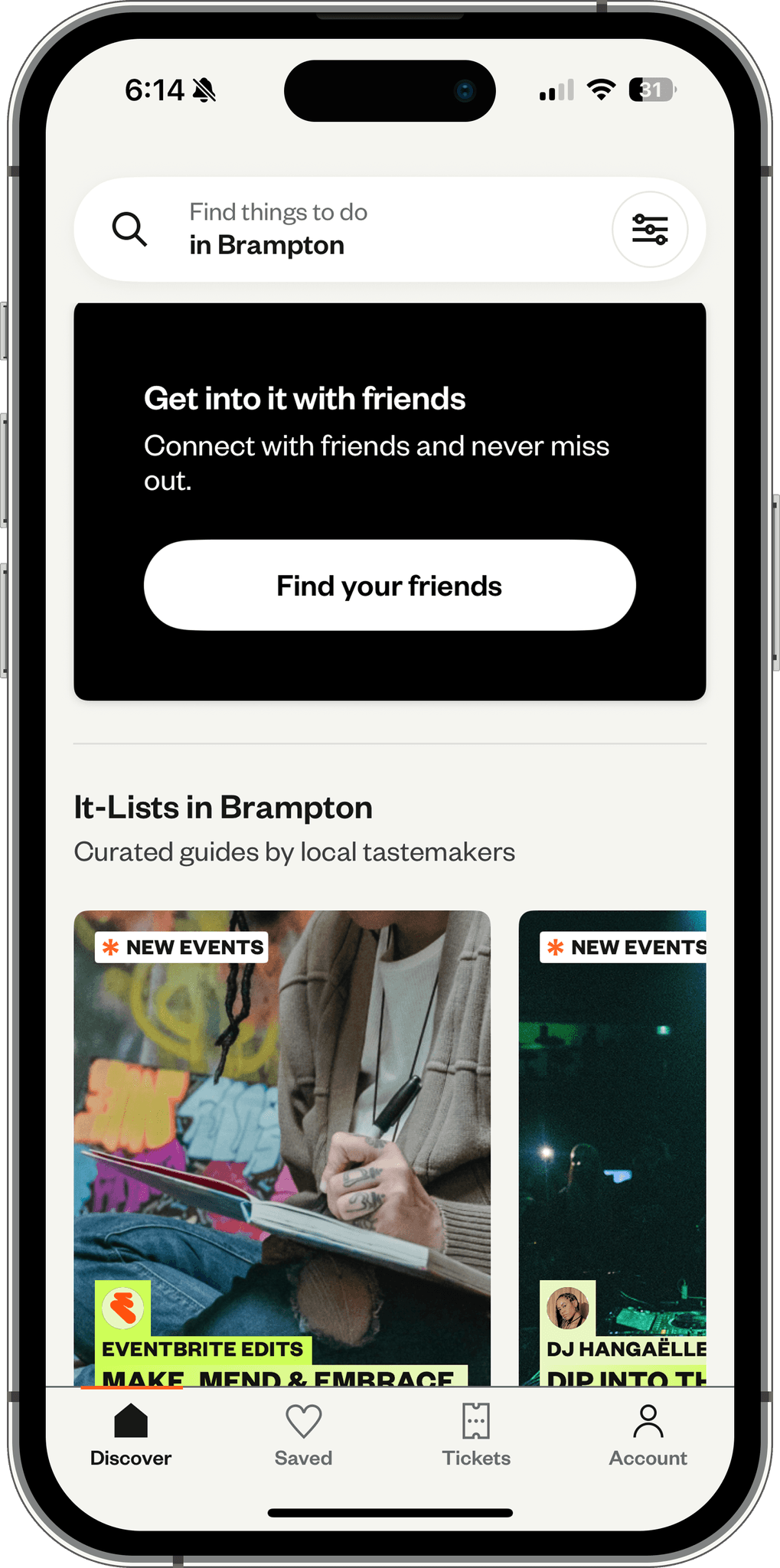 Eventbrite interface reviewed during competitive research