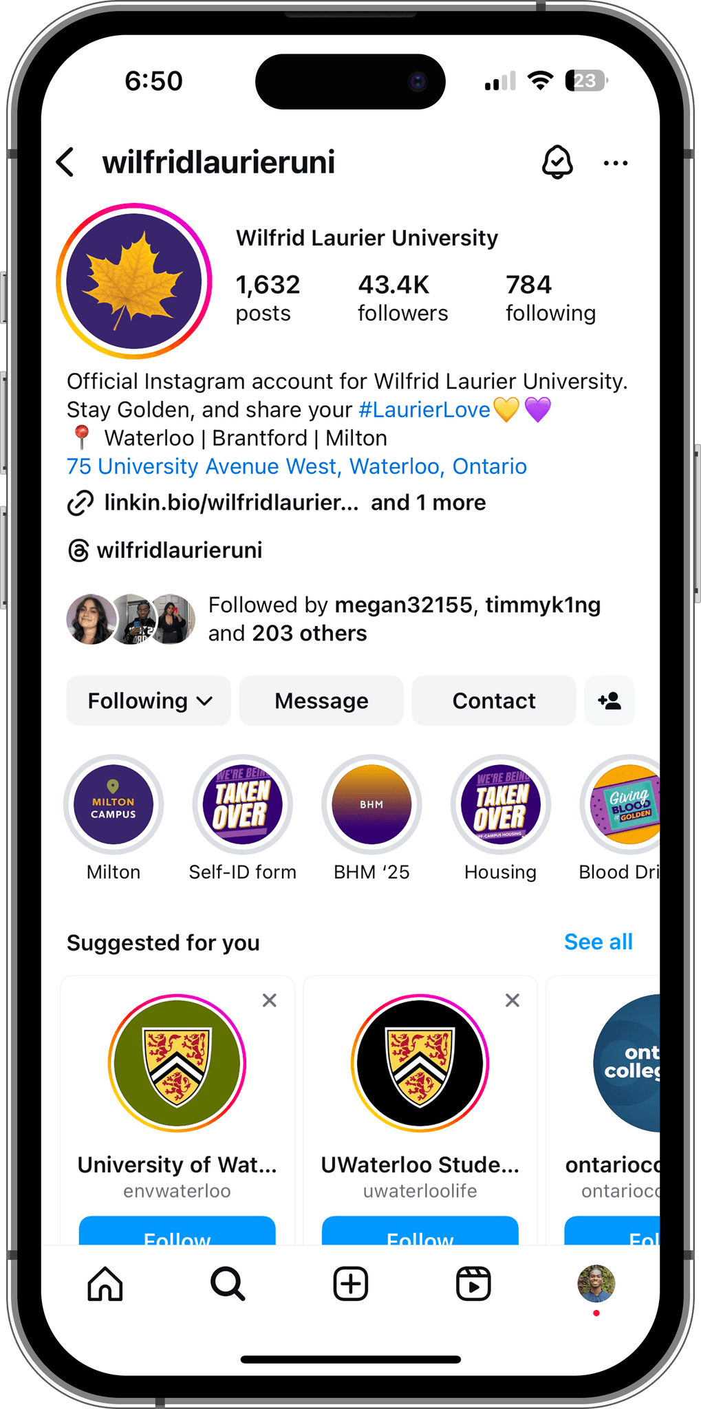 Instagram interface reviewed during competitive research