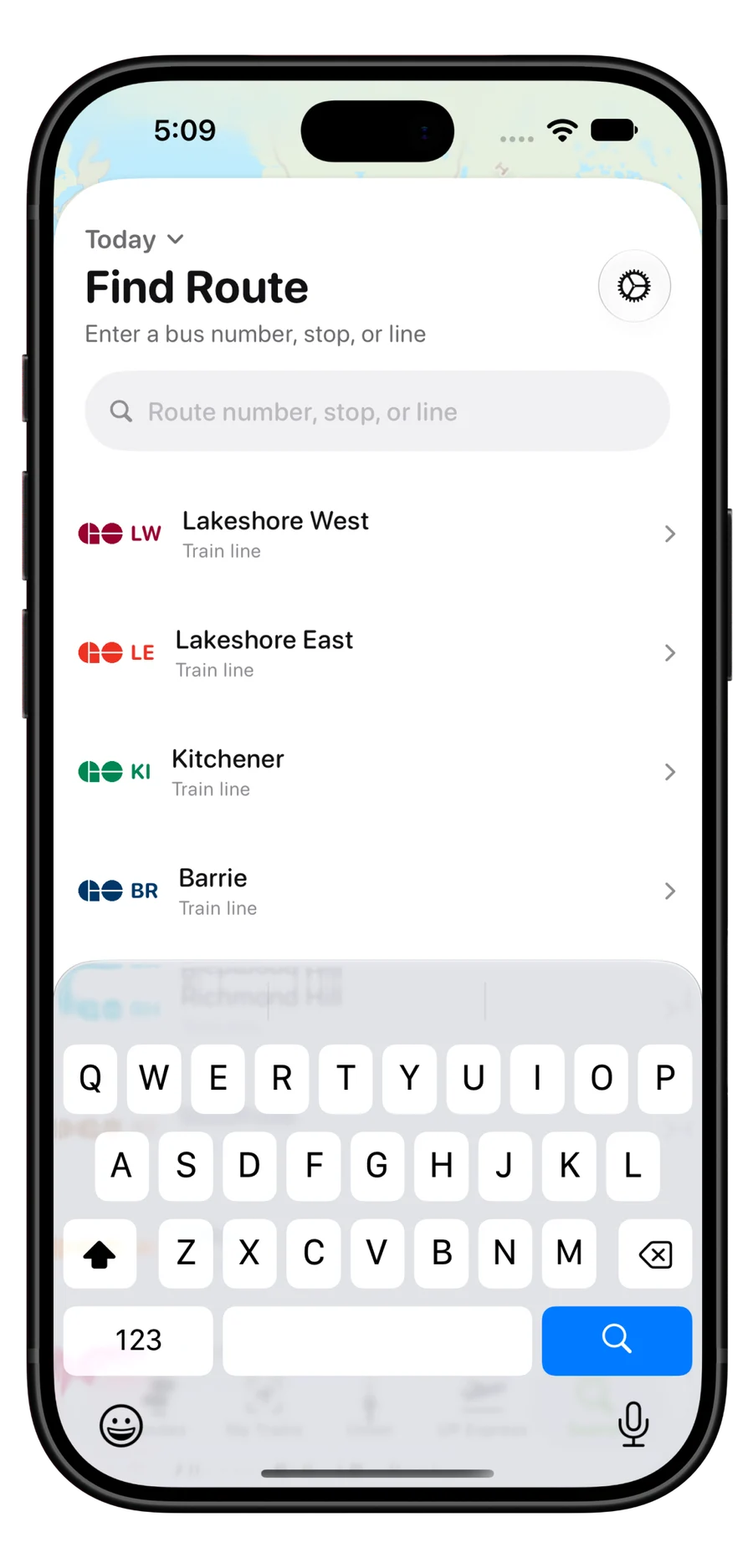V2 Add Route search with keyboard open