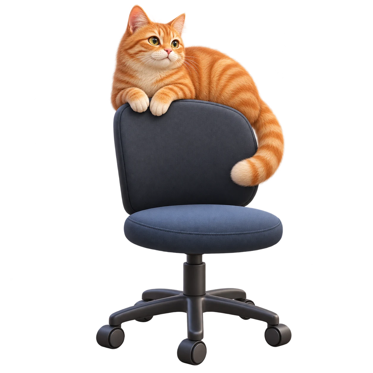 Calm ginger cat sharing an office chair