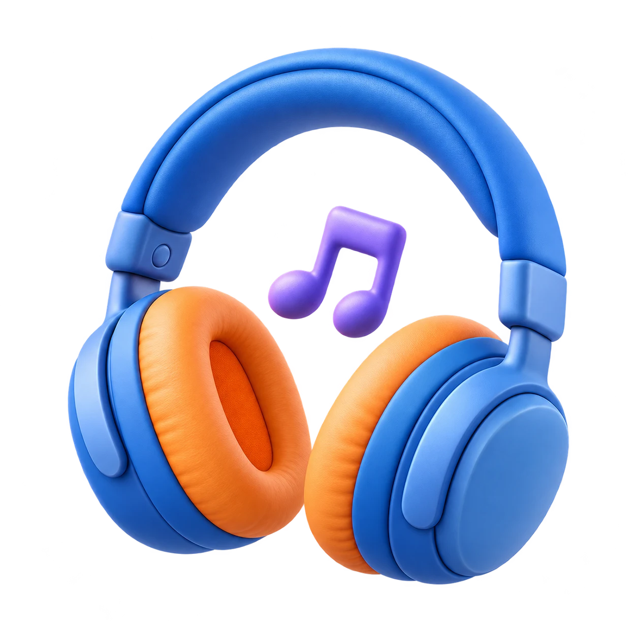 Blue headphones with orange cushions for my love of music