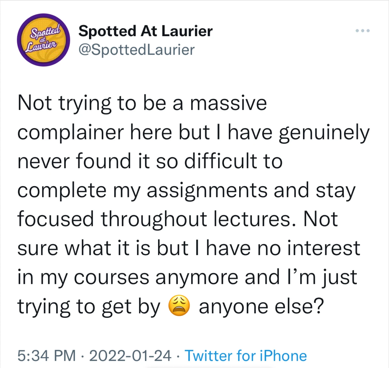 Student concerns captured from unofficial Laurier social channels